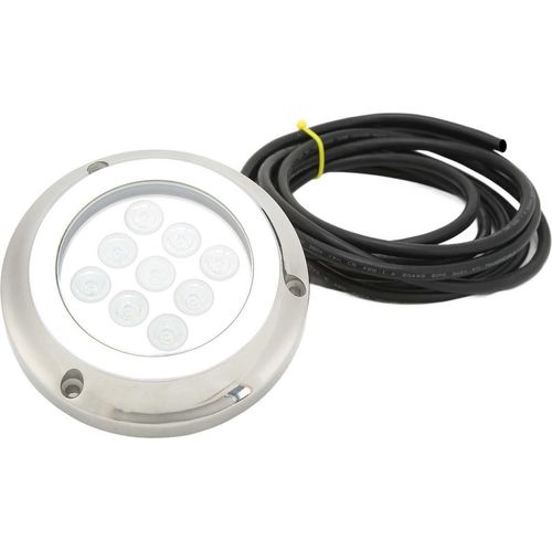 Yacht-Unterwasserleuchte, DC 12 V-24 V, gehärtetes Glas, IP68, wasserdicht, Meerwasser-Heckkuppel, Schwimmbadlampe, Weiß, 17 W