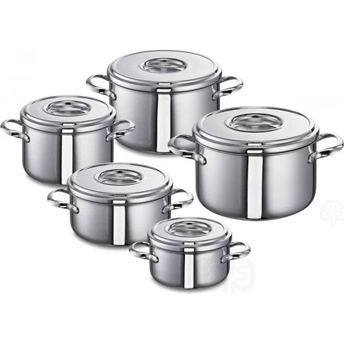 Schulte-Ufer Romana i Mega-Set, 5-tlg, Fleischtopf, Bratentopf, Schmortopf, Gartopf, Topf, Edelstahl 18/10, Ø 16 cm, 20 cm, 24 cm, Set131