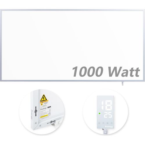Protron Infrarotheizung Panel Heizkörper Elektroheizung IR Wandheizung 1000Watt 120x60cm mit Smart-Thermostat