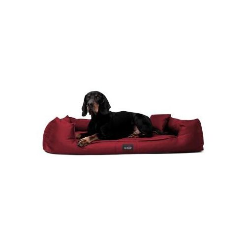 Tierlando GOOFY - Orthopädisches Hundebett aus Polyester inkl. Matratzenschoner dunkelrot 1,3 m, 25 cm, 1 m