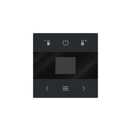 Busch-Jaeger Zentralscheibe für Raumtemperaturregler Symbole "Temperatur auf/ab, Power, links, Menü, rechts" 6-fach für Raumtemperaturregler Zentralscheibe (schwarz matt)