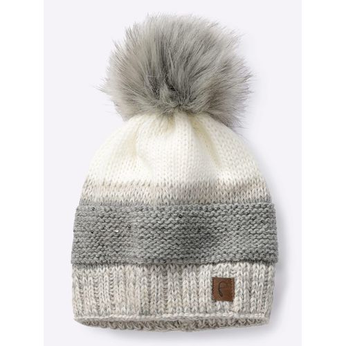 Strickmütze HEINE, Damen, grau (grau, sand), Kunstfaser, Mützen Strickmütze