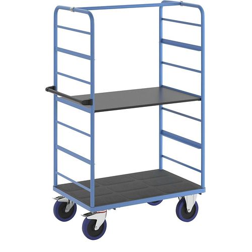 eurokraft pro Etagenwagen, 2 Seitenwände, Ladeflächen-LxB 975 x 700 mm, 2 Etagen, Vollelastik