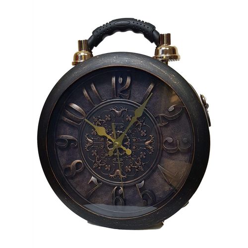 Einkaufszauber Designer Handtasche mit echter Uhr Schwarz