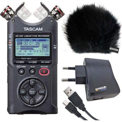 Tascam DR-40X Audio-Recorder mit Zubehör-Set