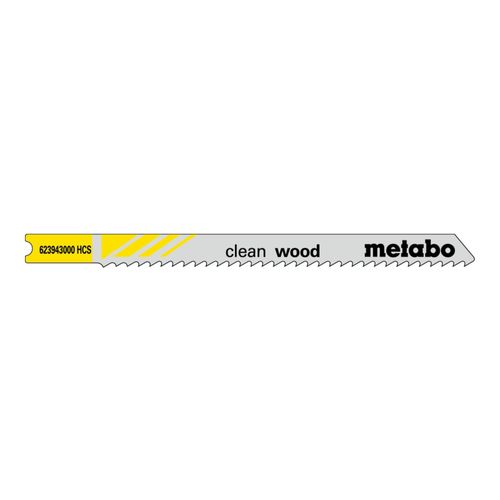 Metabo 5 U-Stichsägeblätter "clean wood" 82/ 2,5 mm, HCS, Universalschaft (623943000)