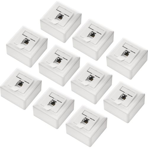 deleyCON 10x CAT6 Universal Netzwerkdose - 1x RJ45 Port - Geschirmt - Aufputz oder Unterputz - 1 Gigabit Ethernet Netzwerk - EIA/TIA 568A&B - Weiß