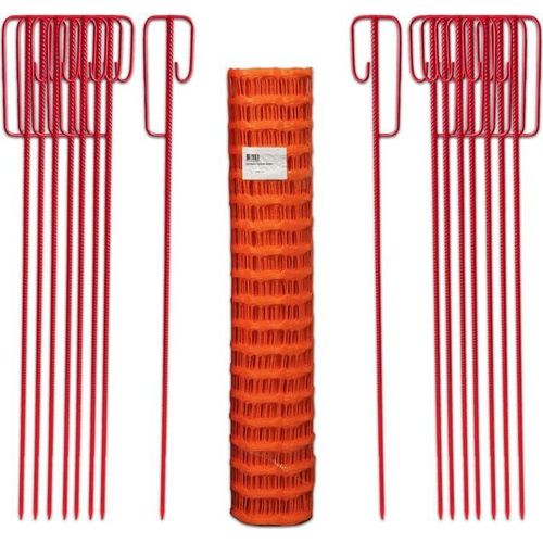 Fangzaun Set Orange 50m 7,5kg +16 Halter Baustellen Absperrzaun