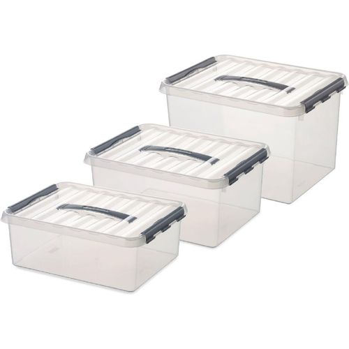 9er Set-Clipboxen, 12 Liter, 15 Liter und 22 Liter, transparent, PP