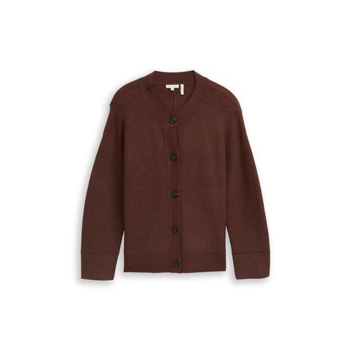 TOM TAILOR Damen Plus Size - Oversize Cardigan mit Rundhalsausschnitt, braun, Meliert, Gr. 52