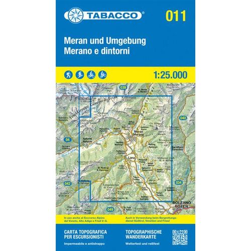 Tabacco Karte N.011 Meran und Umgebung - 1:25.000