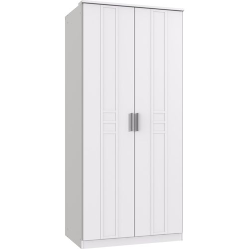 Kleiderschrank "Borkum" in WEISS mit 4 Einlegeböden. Abmessungen (BxH) 91x199 cm