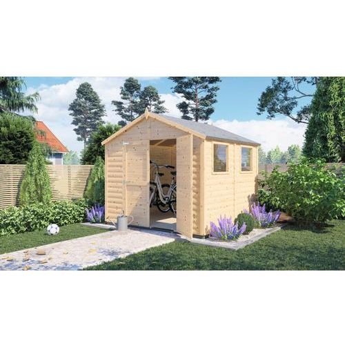 Gerätehaus Konsta Blockhaus XL 19 mm mit Fußboden 258 x 251 cm natur exclusiv bei Hornbach