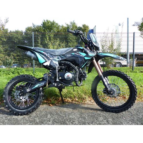 140ccm Dirtbike Cross Bike Pitbike KXD 609 Panther 17/14 Zoll Lichtmaske Türkis