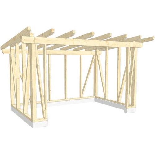 Konsta Holzkonstruktion Holzriegelbau Pultdach 300 x 450 cm