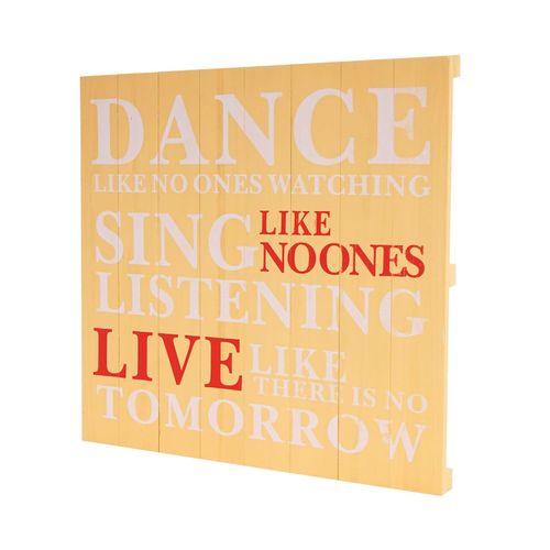 Wandschild Sing, Dekoschild Holzschild, Shabby-Look Vintage 60x60cm ~ gelb