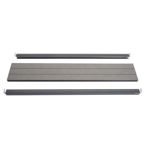 Abschluss-Set für WPC-Sichtschutz Savoie, Abschlussprofil Windschutz, WPC-Pfosten ~ 90cm, grau
