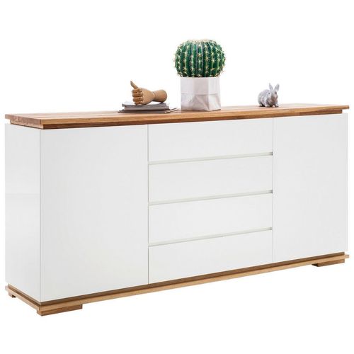 Sideboard Chiaro , Weiß, Eiche , Holzwerkstoff , Asteiche, Eiche , massiv , 2 Fächer , 4 Schubladen , 172x81x40 cm , Typenauswahl, Beimöbel erhältlich , Holzmöbel, Kleinmöbel Holz, Holzkommoden, Sideboards Holz