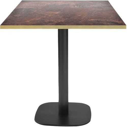 Tisch 70 x 70 cm – Rundes Roststeinmodell mit Messingkanten