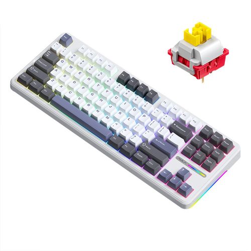 AULA F87 Mechanische Tastatur Kabellose Tastatur mit Dichtungsstruktur und Tri-Mode-Konnektivitaet 87-Tasten-Gaming-Tastatur mit geringer Verzoegerung und Lichteffekt