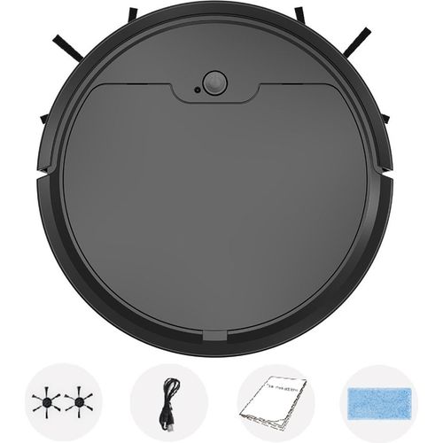 Roboterstaubsauger, 2000Pa mit wischfunktion, saugroboter wischroboter mit Bürste, 3000mAh Kehrroboter,Schwarz