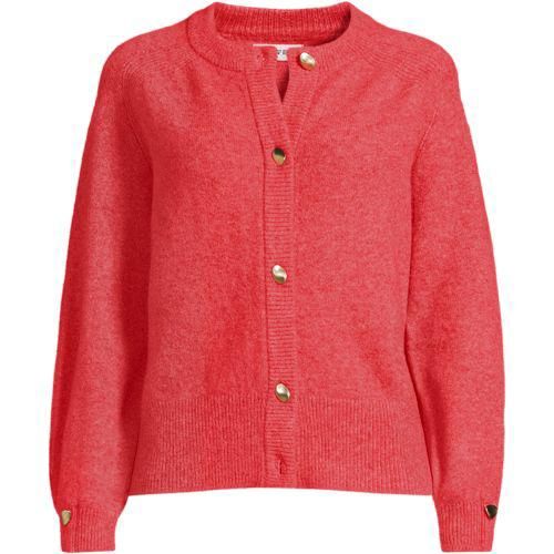 Wool Touch Cardigan mit Rundausschnitt, Damen,  Pink, Wolle/Polyester/Nylon, by Lands' End