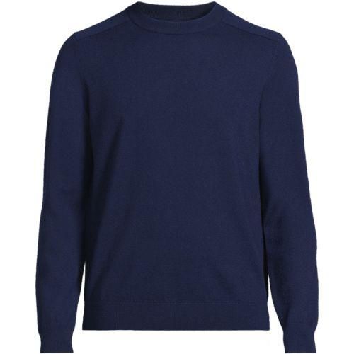 Merino-Rundhalspullover, Herren,  Blau, Wolle, by Lands' End