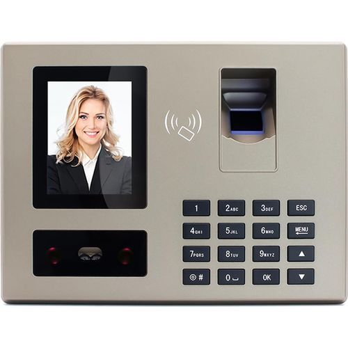 Biometrische Zeiterfassungsmaschine fuer Mitarbeiter. Unterstuetzung fuer biometrische Ein- und Ausstempelung. Unterstuetzt 1500 Fingerabdruecke/1500 Passwoerter/500 Ausweise/500 Gesichtserkennung. TCP/IP-Kommunikation. 25 Eingabeaufforderungen fuer die fremdsprachige Aussprache. USB-Anschluss. Datenverwaltungsgeraet. e Software. Geeignet fuer Schulen, Restaurants, Fabriken, Bueros, kleine Unterne