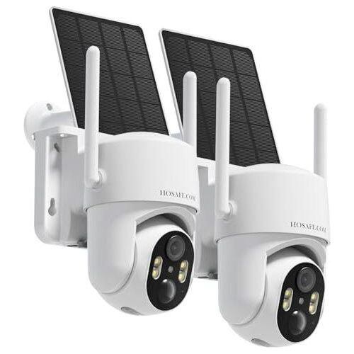 Hosafe.com Outdoor WLAN-Überwachungskamera, 360-Grad-Überwachung, 2K 3MP-Kamera Solar Spotlight, Farbnachtsiegel, PIR-Sensor, 2-Wege-Audio, 2