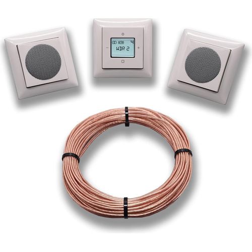 Busch Jäger Unterputz Digitalradio Unterputzradio 8215 U (8215U) alpinweiß Balance Si + 2 x Lautsprecher + Radioeinheit + Bedienelement + 3 x 1fach Rahmen + 10 M Lautsprecherkabel 2x0,75 mm²