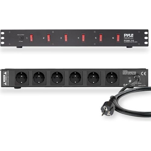 Pyle Mehrfachsteckdose, steckdosenleiste- mit 6 Steckdosen, Rack Steckdosenleiste, Power Strip- für Verstärker, Blitzschutz
