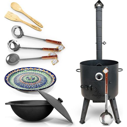 Utschak Uchag Feuerofen Ø 44 cm 2 mm mit Usbekische Kazan 16 L Lagan