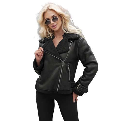 Damen Lederjacke Schwarz OZONEE JS/61M8501/392B XL