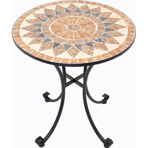 Tisch Mosaik mit Metallgestell, rund Ø70 x 76 cm Höhe dazu passend separat zu bestellen Klappstuhl Mosaik