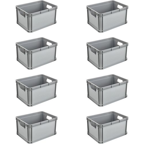 Transportbehälter KEEEPER "Transportbox robert, 8er Set, 20 L, 40 x 30 x 22 cm", nordic grau, B:30cm H:22cm L:40cm, Kunststoff, Transportboxen, säure- und laugenbeständig, 30 kg Tragkraft