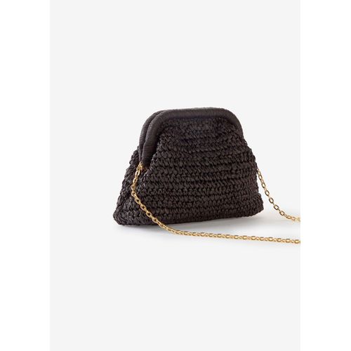 bonprix Strohumhängetasche, schwarz, Stroh/Strohoptik