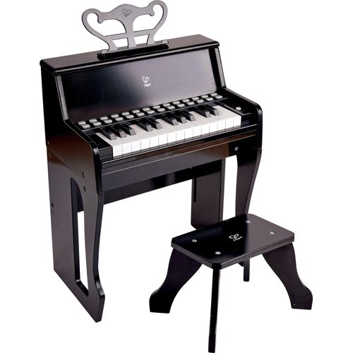 Spielzeug-Musikinstrument HAPE "Leuchttasten-Piano mit Hocker", schwarz, Spielzeug-Musikinstrumente, KinderB:38cm H:50cm T:23cm, B:38cm H:50cm T:23cm