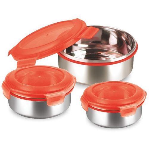 Frischhaltedose KING, bunt (silberfarben, rot), Lebensmittelaufbewahrungsbehälter, Frischhaltedose