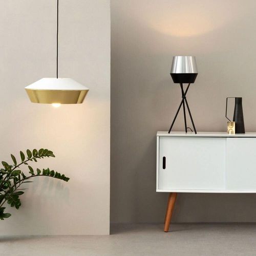 s.luce SkaDa individuelle Pendellampe Metallschirm Ø 50cm Flacher Schirm in Weiß - Hoher Schirm in Aluminium Rund
