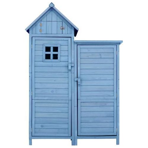 Geraetehaus BxT 118x54 cm 118x54x173 cm Geraeteschrank Wetterfest Holz Blau PVC-Dach Set 1 St. Gartenschrank Geraeteschuppen