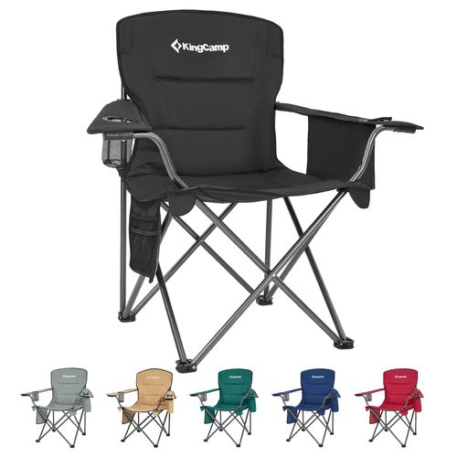 KINGCAMP Campingstuhl Oakdale Faltstuhl XL Strand Klappstuhl Kühltasche 136 kg Farbe: Dark Blue