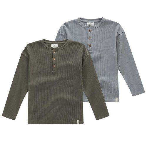 2 Jungen Langarmshirts aus Waffel-Piqué