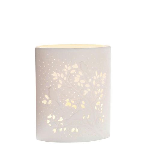 Tischleuchte , weiß , Keramik , Blätter,Blätter , länglich,länglich , 16.5x20x10.5 cm , CE , Wippschalter , Lampen & Leuchten, Innenbeleuchtung, Tischlampen, Nachttischlampen