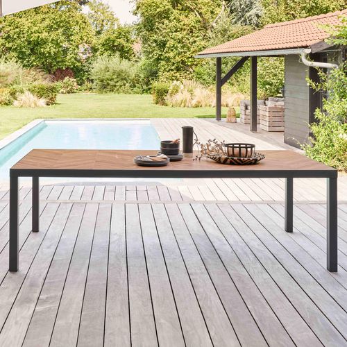 Gartentisch aus keramischem Holzdielen-Effekt - Oviala Tivoli