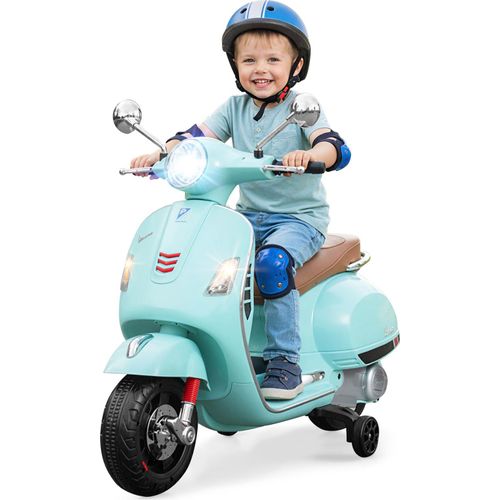 COSTWAY Kinder Motorrad Elektrisch, Vespa 12V Motorrad mit Stützrädern, LED-Scheinwerfer & Hupe, 2-3 km/h, Kindermotorrad, für Kinder von 3-6 (Grün)