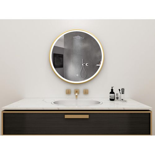 Runder Spiegel - Gold - 30W Heizfunktion, 60 cm Durchmesser