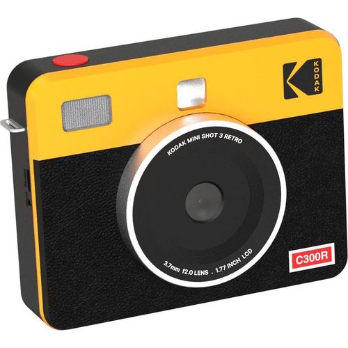 KODAK Mini Shot 3 Retro 4PASS – 2-in-1 Sofortbildkamera & Fotodrucker (7,6×7,6 cm) – inklusive 8 Blatt – Schwarz/Weiß & Schwarz/Gelb – Retro Design, 4PASS-Technologie, App-Unterstützung, Farbe:Schwarz Gelb