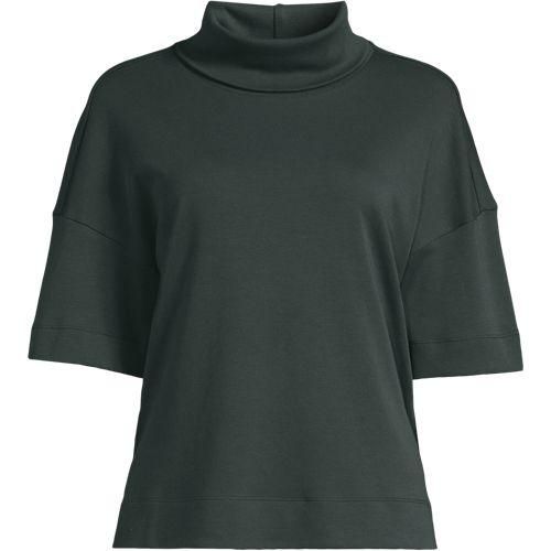 Supima Rollkragenshirt, Damen,  Grün, Baumwolle, by Lands' End