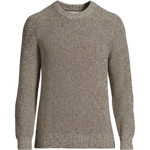 Melierter Rundhalspullover DRIFTER, Herren,  Braun, Baumwolle, by Lands' End