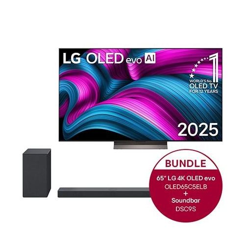 LG 65″ OLED evo AI C5E 4K Smart TV + 3.1.3 Dolby Atmos® Soundbar mit 400 Watt kabelloser Subwoofer OLED65C5ELB.DSC9S